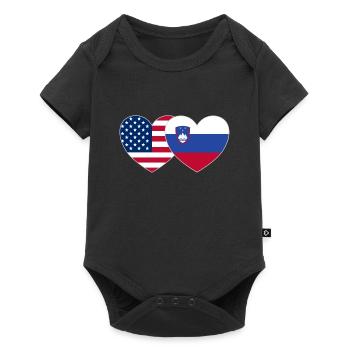 États-Unis Slovénie Drapeau Coeur - Body à manches courtes Premium Bébé - noir - Devant