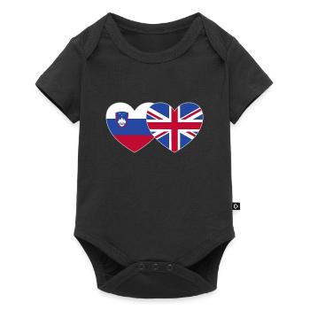 Slowenien England Flagge Herz - Baby Premium Kurzarmbody - Schwarz - Vorne