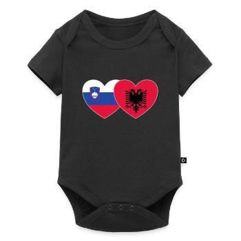 Slovénie Albanie Drapeau Cœur - Body à manches courtes Premium Bébé - noir - Devant