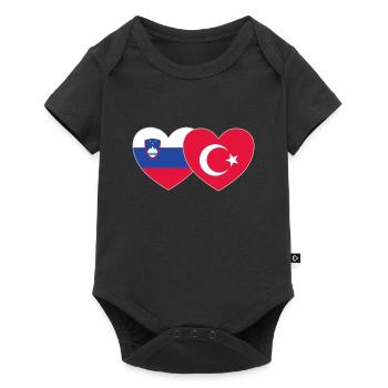 Slowenien Türkei Flagge Herz - Baby Premium Kurzarmbody - Schwarz - Vorne