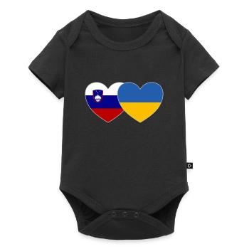 Slowenien Ukraine Flagge Herz - Baby Premium Kurzarmbody - Schwarz - Vorne
