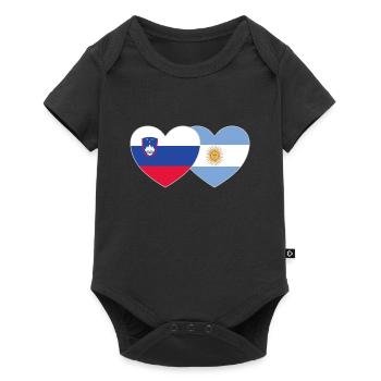Slowenien Argentinien Flagge Herz - Baby Premium Kurzarmbody - Schwarz - Vorne