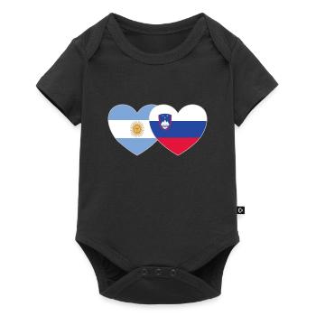 Argentinien Slowenien Flagge Herz - Baby Premium Kurzarmbody - Schwarz - Vorne
