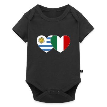 Uruguay Italie Drapeau Coeur - Body à manches courtes Premium Bébé - noir - Devant