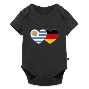 Uruguay Germany Flag Heart - Baby Premium short-sleeve bodysuit - black - Front
