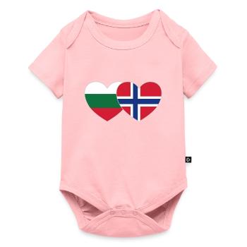 Bulgarie Norvège Drapeau Cœur - Body à manches courtes Premium Bébé - rose - Devant