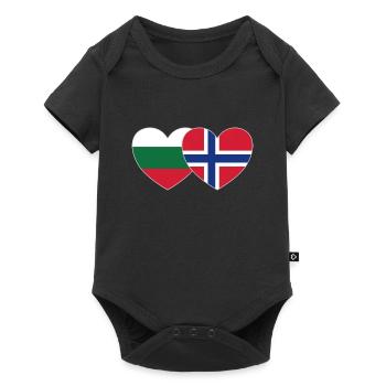 Bulgarie Norvège Drapeau Cœur - Body à manches courtes Premium Bébé - noir - Devant