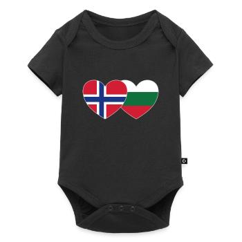 Norway Bulgaria Flag Heart - Baby Premium short-sleeve bodysuit - black - Front