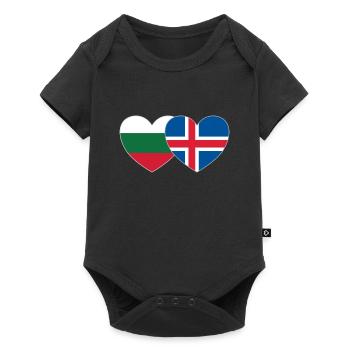 Bulgarie Islande Drapeau Coeur - Body à manches courtes Premium Bébé - noir - Devant