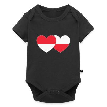 Indonésie Pologne Drapeau Coeur - Body à manches courtes Premium Bébé - noir - Devant