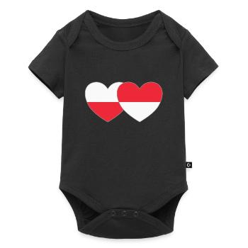 Poland Indonesia Flag Heart - Baby Premium short-sleeve bodysuit - black - Front