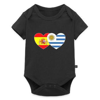 Spain Uruguay Flag Heart - Baby Premium short-sleeve bodysuit - black - Front