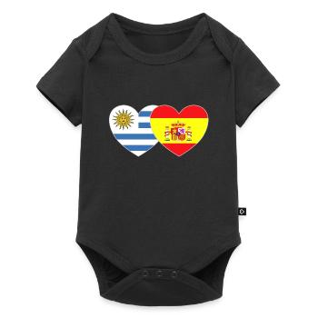Uruguay Spain Flag Heart - Baby Premium short-sleeve bodysuit - black - Front