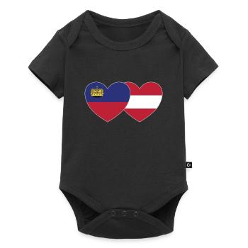 Lichtenstein Austria Flag Heart - Baby Premium short-sleeve bodysuit - black - Front