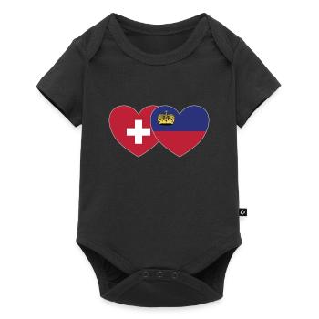 Suisse Liechtenstein Drapeau Coeur - Body à manches courtes Premium Bébé - noir - Devant