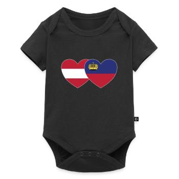 Austria Liechtenstein Flag Heart - Baby Premium short-sleeve bodysuit - black - Front