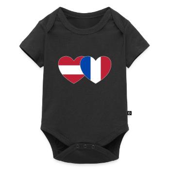 Autriche France Drapeau Cœur - Body à manches courtes Premium Bébé - noir - Devant