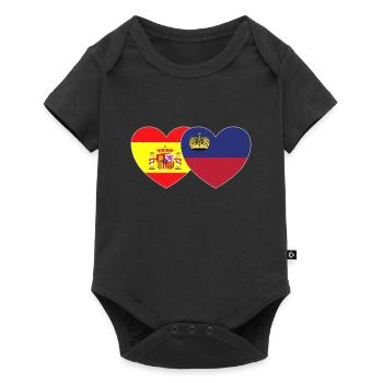 Spain Liechtenstein Flag Heart - Baby Premium short-sleeve bodysuit - black - Front