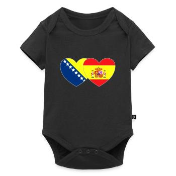 Bosnie Espagne Drapeau Cœur - Body à manches courtes Premium Bébé - noir - Devant