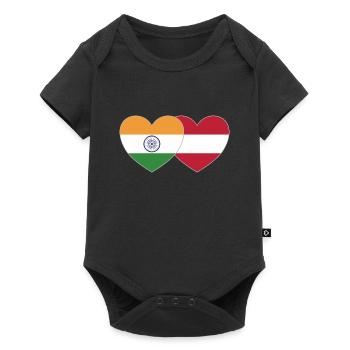 India Austria Flag Heart - Baby Premium short-sleeve bodysuit - black - Front