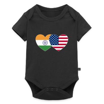India USA Flag Heart - Baby Premium short-sleeve bodysuit - black - Front
