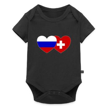 Russie Suisse Flag Coeur - Body à manches courtes Premium Bébé - noir - Devant