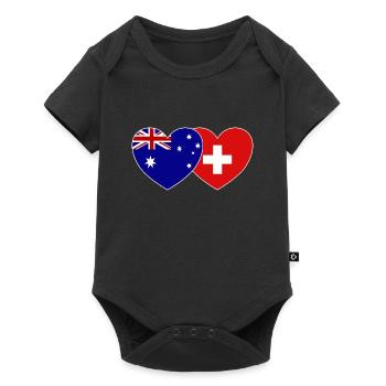 Australie Suisse Flag Heart - Body à manches courtes Premium Bébé - noir - Devant