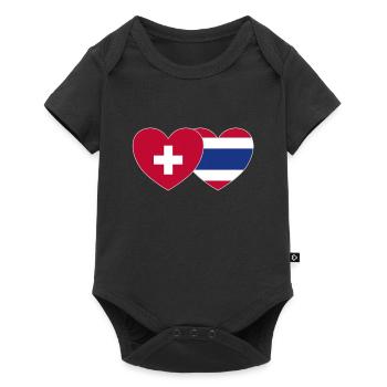 Switzerland Thailand Flag Heart - Baby Premium short-sleeve bodysuit - black - Front