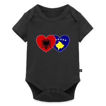 Albanie Kosovo Flag Heart - Body à manches courtes Premium Bébé - noir - Devant