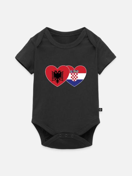 Albanien Kroatien Flagge Herz - Baby Premium Kurzarmbody - Schwarz