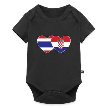 Thailand Croatia Flag Heart - Baby Premium short-sleeve bodysuit - black - Front
