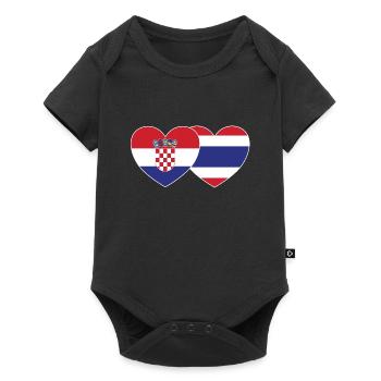 Croatie Thaïlande Flag Coeur - Body à manches courtes Premium Bébé - noir - Devant