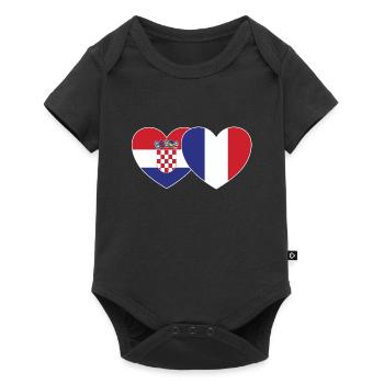 Croatie France Flag Coeur - Body à manches courtes Premium Bébé - noir - Devant