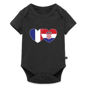 France Croatia Flag Heart - Baby Premium short-sleeve bodysuit - black - Front