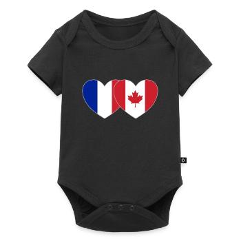 France Canada Flag Heart - Baby Premium short-sleeve bodysuit - black - Front