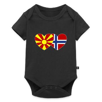 Macedonia Norway Flag Heart - Baby Premium short-sleeve bodysuit - black - Front