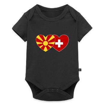 Macédoine Suisse Flag Coeur - Body à manches courtes Premium Bébé - noir - Devant