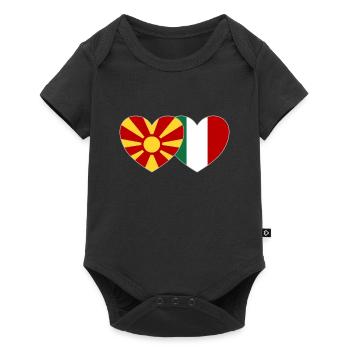 Macédoine Italie Drapeau Coeur - Body à manches courtes Premium Bébé - noir - Devant