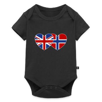 England Norway Flag Heart - Baby Premium short-sleeve bodysuit - black - Front