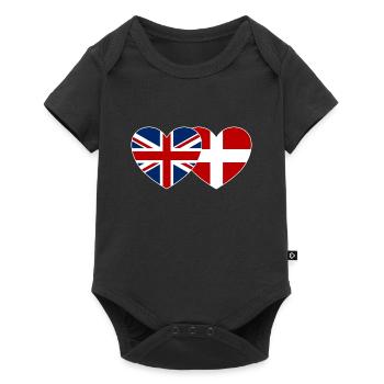 England Denmark Flag Heart - Baby Premium short-sleeve bodysuit - black - Front