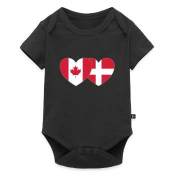 Canada Denmark Flag Heart - Baby Premium short-sleeve bodysuit - black - Front
