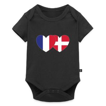 France Denmark Flag Heart - Baby Premium short-sleeve bodysuit - black - Front