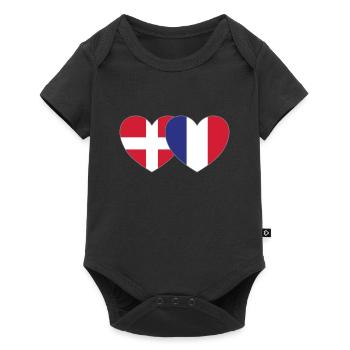 Danemark France Flag Coeur - Body à manches courtes Premium Bébé - noir - Devant