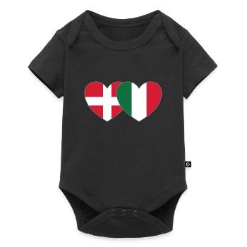 Danemark Italie Flag Heart - Body à manches courtes Premium Bébé - noir - Devant