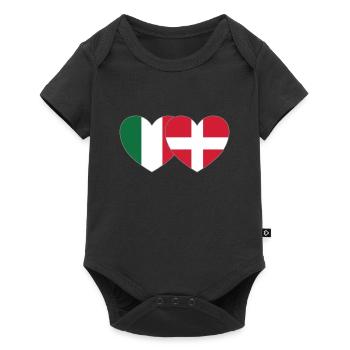 Italie Danemark Drapeau Coeur - Body à manches courtes Premium Bébé - noir - Devant