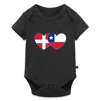 Denmark Chile Flag Heart - Baby Premium short-sleeve bodysuit - black - Front