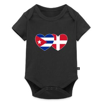 Cuba Denmark Flag Heart - Baby Premium short-sleeve bodysuit - black - Front