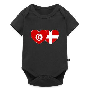 Tunisie Danemark Drapeau Coeur - Body à manches courtes Premium Bébé - noir - Devant