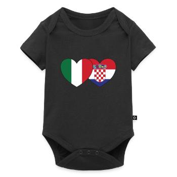 Italy Croatia Flag Heart - Baby Premium short-sleeve bodysuit - black - Front