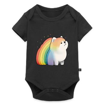 Akita Inu Hund Bunte Farben Regenbogen Kunst Anime - Baby Premium Kurzarmbody - Schwarz - Vorne